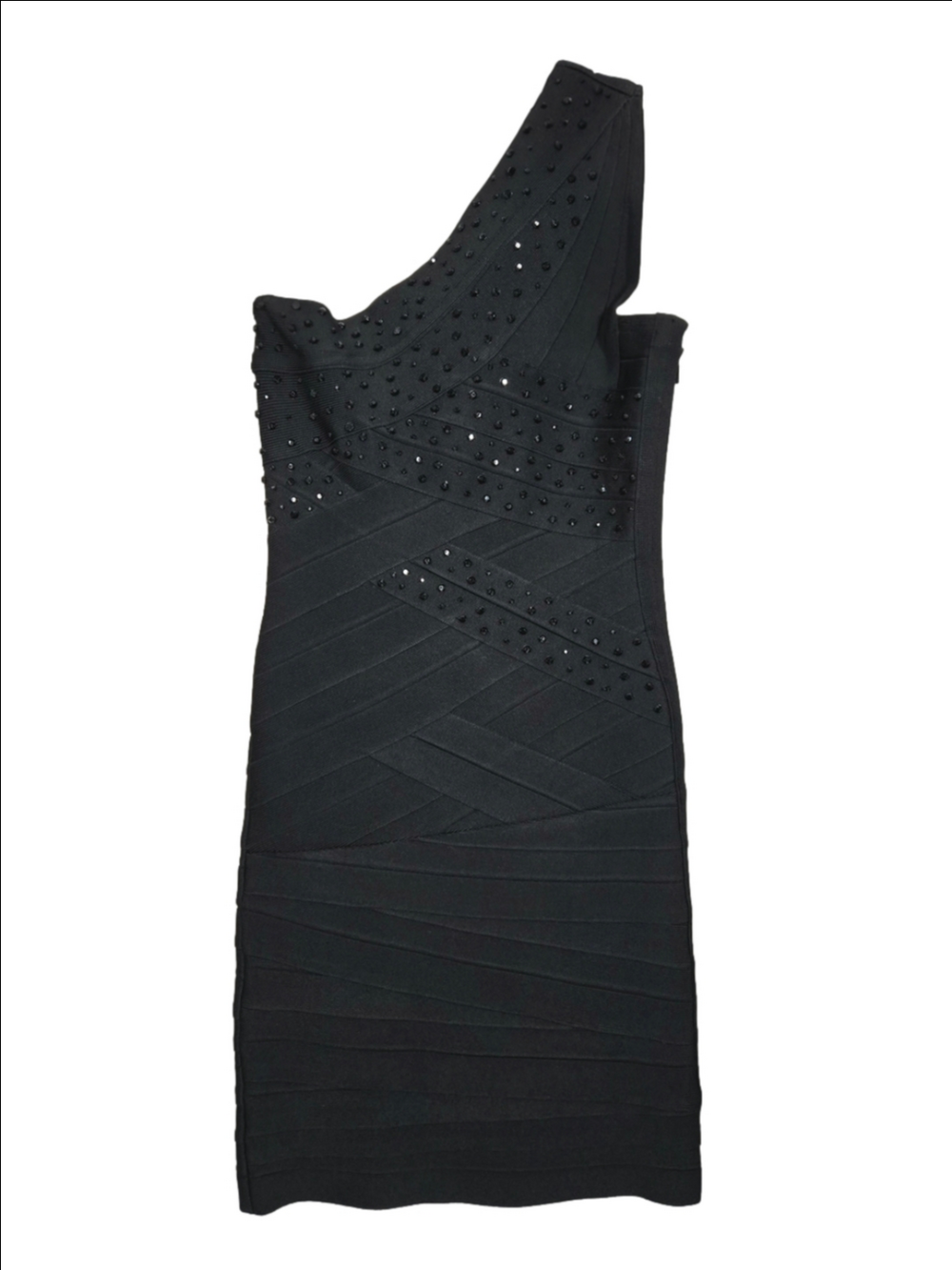 Stretta Black One-Shoulder Embellished Bodycon Dress, Size XS ~ NWT